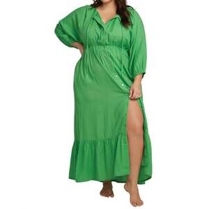 NEW ARTESANDS elgar cotton maxi dress in green